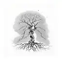 A tree with roots spreading out and the word 'Mindfulness' incorporated tattoo design idea