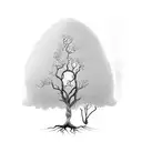 A tree with roots spreading out and the word 'Mindfulness' incorporated tattoo design idea