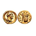 a gold coin of roman emperor julius caesar tattoo design idea