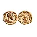 a gold coin of roman emperor julius caesar tattoo design idea