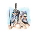 hades posideon and zeus with their weapons  tattoo design idea