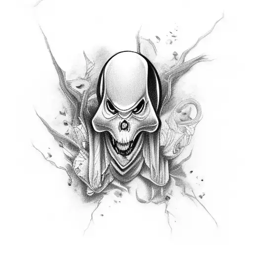 black magic ghost tattoo design idea