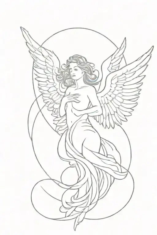 seraphim angels flying tattoo design idea