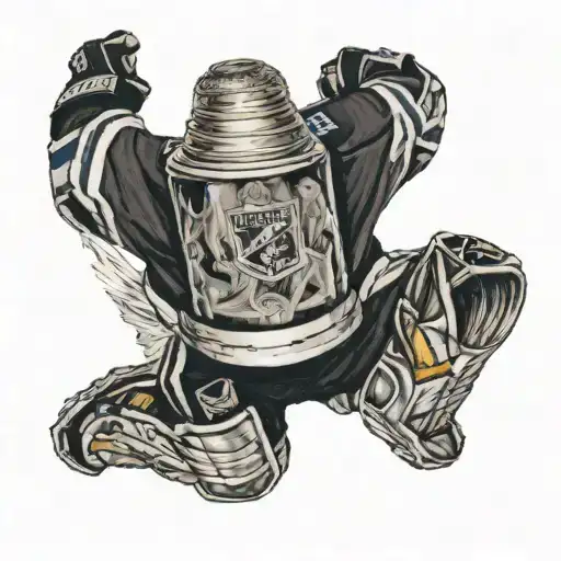 Dustin brown lifting the Stanley cup filled tattoo design idea