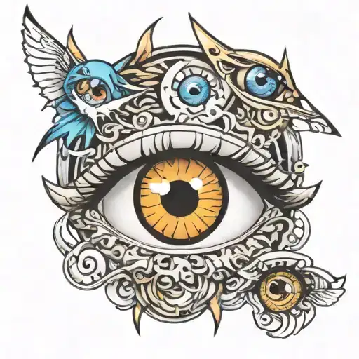 many anime eyes tattoo design idea