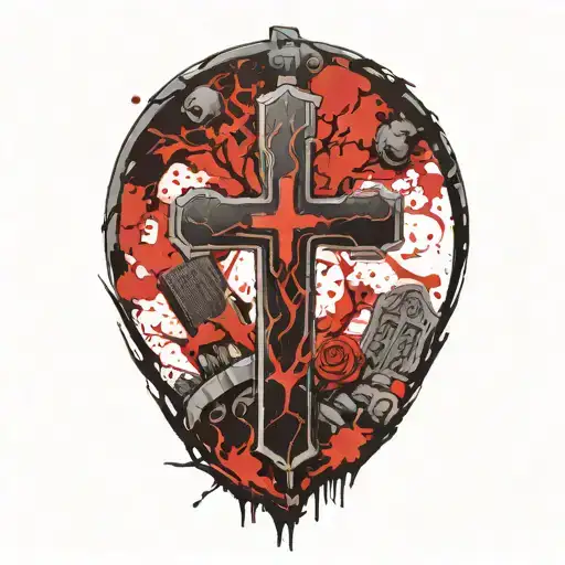 cross and headstone  tattoo design idea