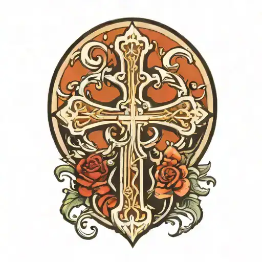 cross and headstone  tattoo design idea