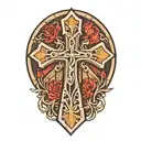 cross and headstone  tattoo design idea