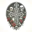 cross and headstone  tattoo design idea
