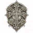 cross and headstone  tattoo design idea