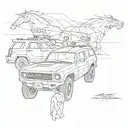 Combine a mustang and a 4runner into a hybrid vehicle tattoo design tattoo design idea