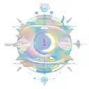 linear Sagittarius symbol with unalome, sun and moon intertwined  tattoo design idea