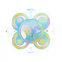 linear Sagittarius symbol with unalome, sun and moon intertwined  tattoo design idea