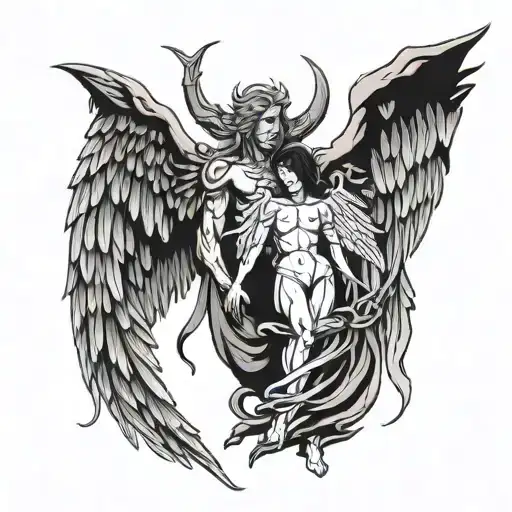 angel and devil wing demon angel tattoo design idea