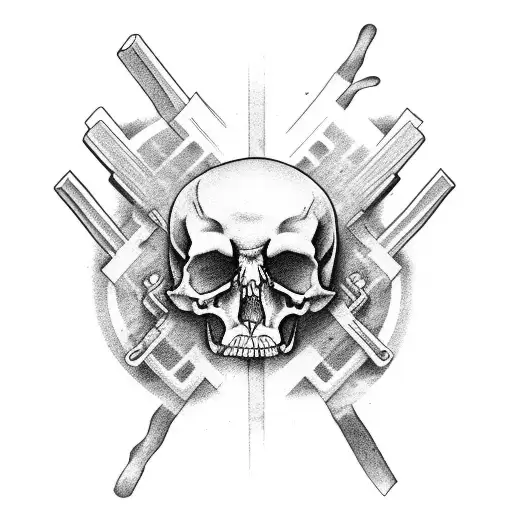 arm going through solid black line turning to bones tattoo design idea