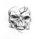 arm going through solid black line turning to bones tattoo design idea