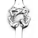 arm going through solid black line turning to bones tattoo design idea