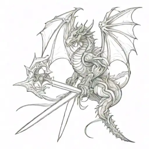 Dragon and Sword of Death  tattoo design idea