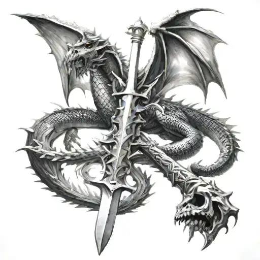 Dragon and Sword of Death  tattoo design idea