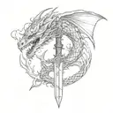 Dragon and Sword of Death  tattoo design idea