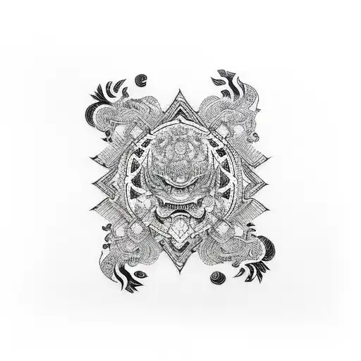 A surfboard with intricate blackwork patterns tattoo design idea