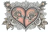 two hearts with nothing inside going into each other with roses around the heart no roses inside the heart tattoo design idea