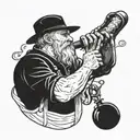 neoclassical farmer practicing alchemy tattoo design idea