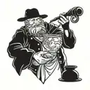 neoclassical farmer practicing alchemy tattoo design idea