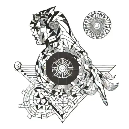 A modern interpretation of Apollo and Dionysius engaged in a philosophical debate, with elements of Greek beauty incorporated into the design tattoo design idea