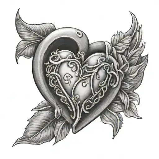 heart realistic black and grey family and friends tattoo design idea