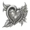 heart realistic black and grey family and friends tattoo design idea