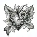 heart realistic black and grey family and friends tattoo design idea
