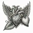 heart realistic black and grey family and friends tattoo design idea