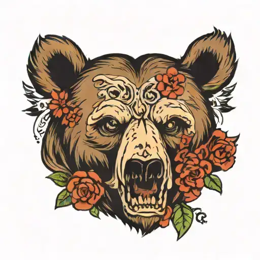 Bear and skull tattoo design idea