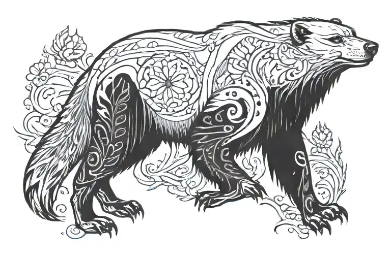 raven polar bear black wolf tattoo design idea