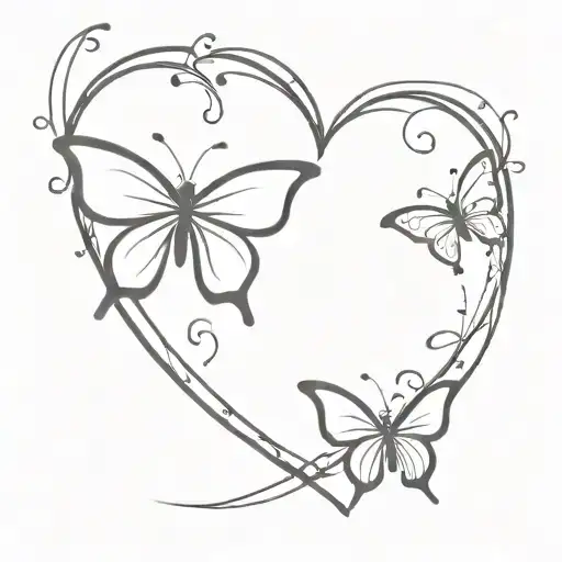 butterflies forming the shape of a heart tattoo design idea