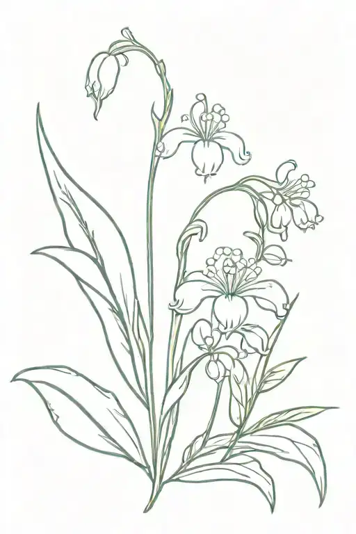 lily of the valley and aster flower tattoo design idea