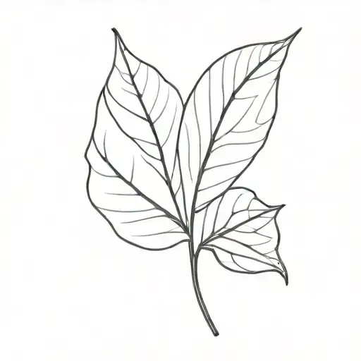 big leaves, leg tattoo, thick line, flow in the skin tattoo design idea