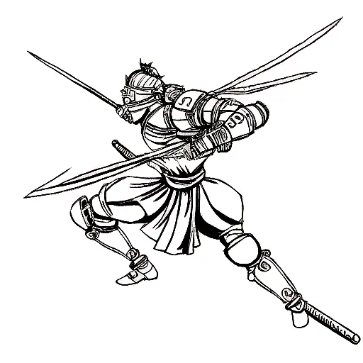 Dual-Wielding Persian Warrior tattoo design idea