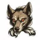 wolf with half a skull face tattoo design idea