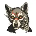 wolf with half a skull face tattoo design idea