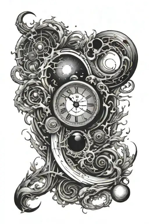 black hole absorbing time and memories   tattoo design idea