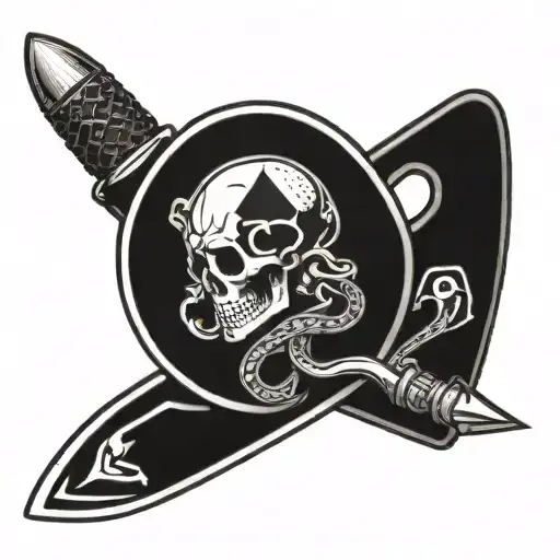 Switchblade with a snake around it stabing into an ace of spades tattoo design idea