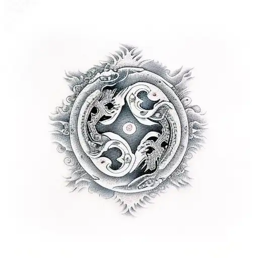 Dragon yin yang tattoo design idea