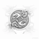 Yin and Yang of a dragon and phoenix tattoo design idea