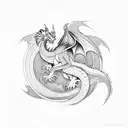 Yin and Yang of a dragon and phoenix tattoo design idea