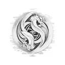 Yin and Yang of a dragon and phoenix tattoo design idea