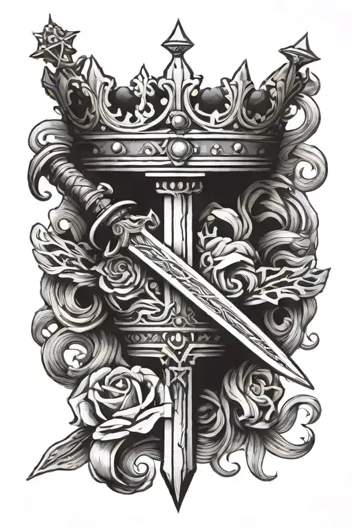 crown sword  tattoo  tattoo design idea