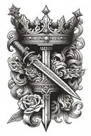 crown sword  tattoo  tattoo design idea