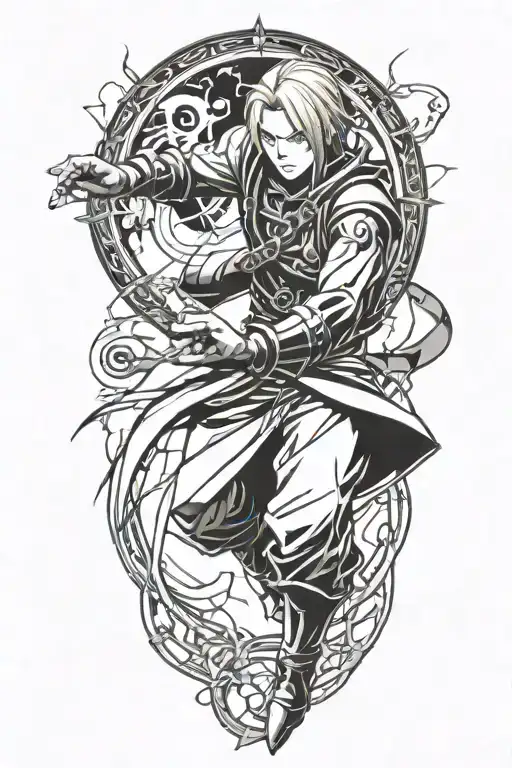 edward elric doing alchemy tattoo design idea